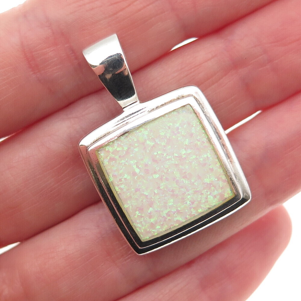 PB Paul Brackna 925 Sterling Silver Vintage Real Opal Charm Pendant